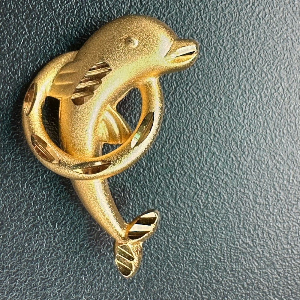 Vintage  dolphin jumping hoop brooch
